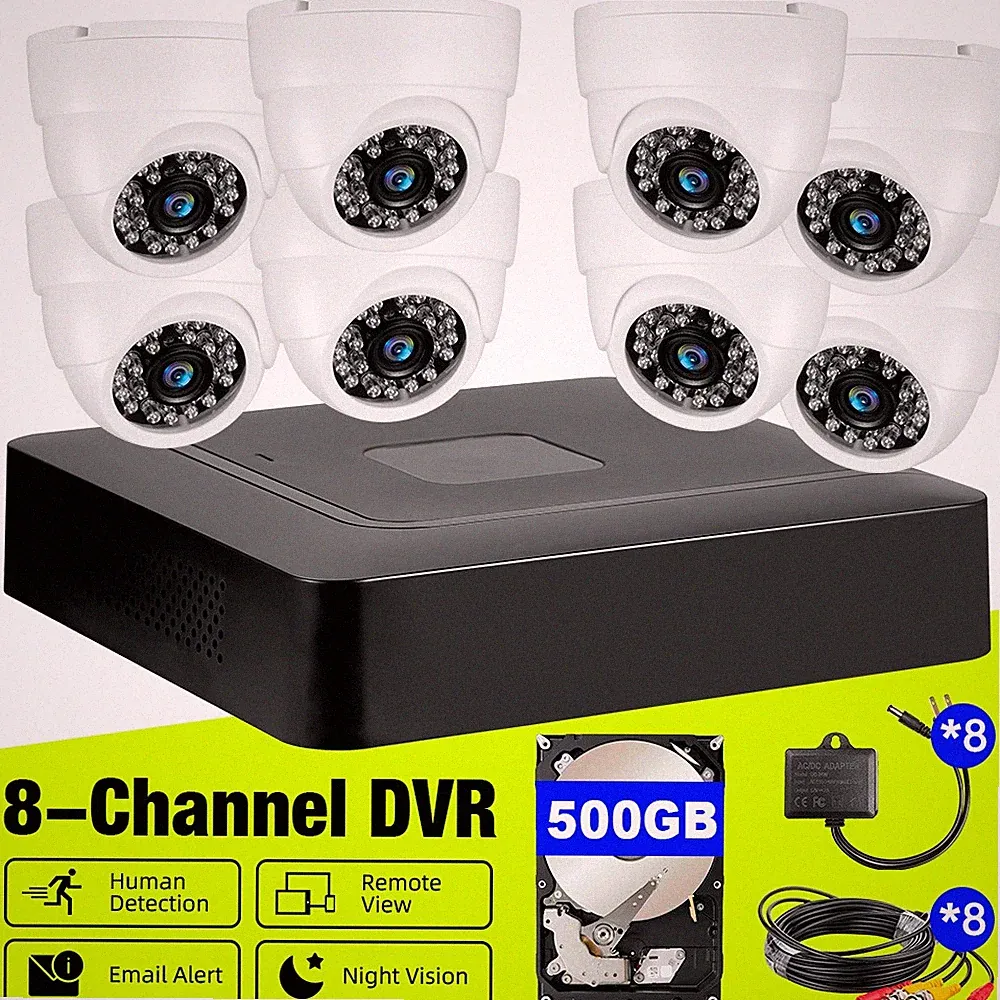 5MP 8CH Home Security Camera System, 4pcs Wired Camera with 500G Hard Drive