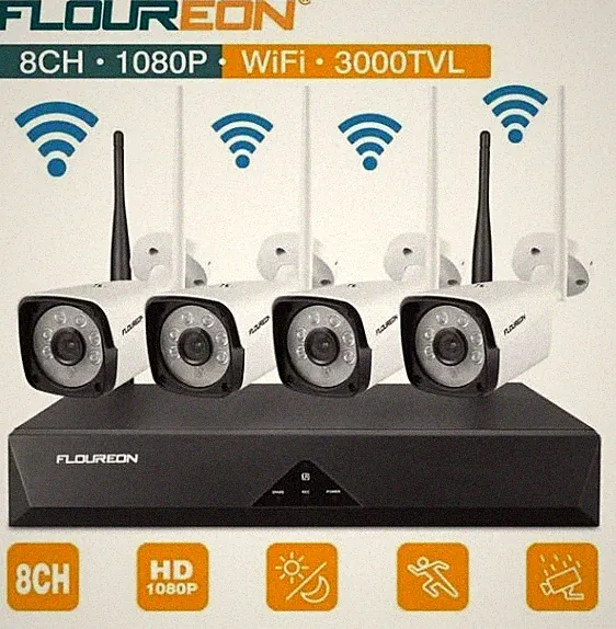 FLOUREON 3.0MP Wireless CCTV Home Security Camera System Auto Cascading NVR