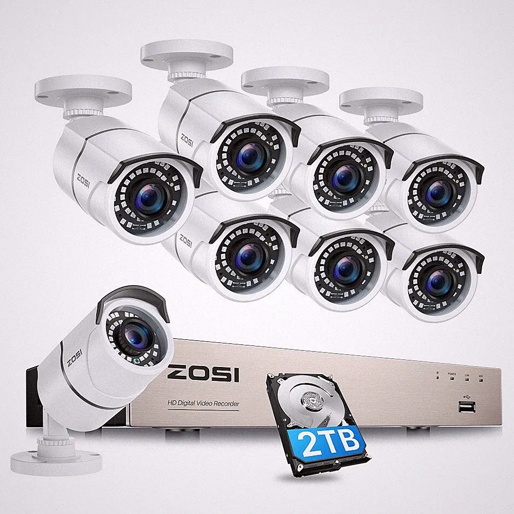 ZOSI 5MP Lite Home Security Camera System H.265+ 8CH CCTV DVR with 1/2TB HDD